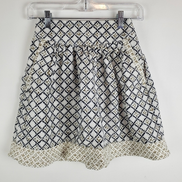 Ann Taylor Loft 00 Mini Skirt Blue & White Cottagecore Boho‎ pockets - Picture 1 of 8